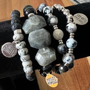 Kinsley Armelle Black/Silver Bracelet Stack